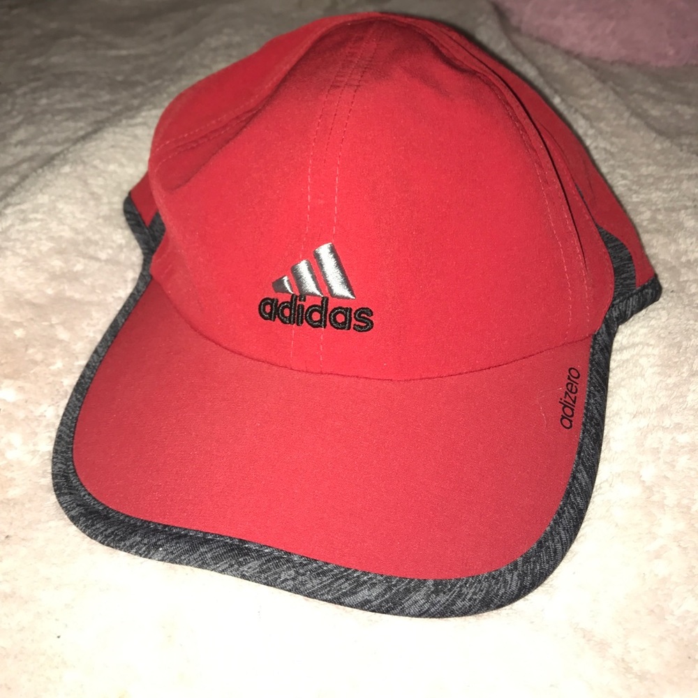 Red/grey Adidas stretch fit hat